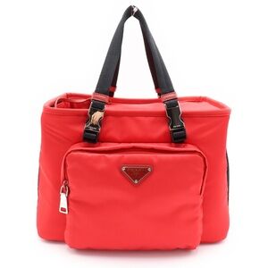 PRADA Pet Bag Handbag Red Tessuto